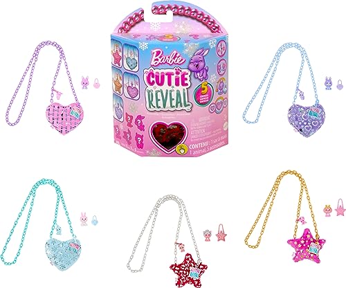 Barbie Cutie Reveal Travel Toys, Purse Collection with 7 Surprises Including Mini Pet & Color Change (Styles May Vary)