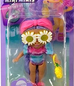 Barbie Extra Mini Minis Travel Doll with Beach Fashion, Tie-Dye Swimsuit and Tropical Accessories, Barbie Extra Fly Small Doll
