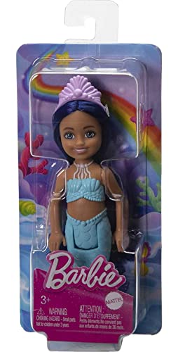 Barbie Mermaid Chelsea Doll with Midnight Blue Hair and Ombre Tail, Mermaid Toys, Crown Accessory