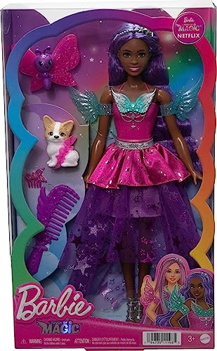 Barbie Doll with Two Fairytale Pets and Fantasy Dress, Barbie “Brooklyn” Doll From Barbie A Touch of Magic, 7-inch Long Fantasy Hair