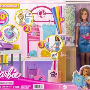 Barbie Doll & Accessories, Make & Sell Boutique Playset with Display Rack, Create Foil Designs Medium