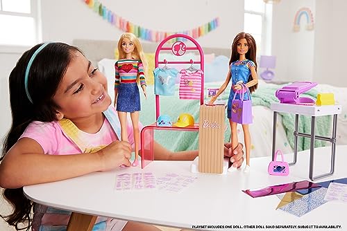 Barbie Doll & Accessories, Make & Sell Boutique Playset with Display Rack, Create Foil Designs Medium