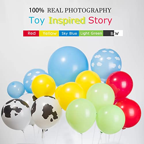 Toy Inspired Story Balloons Arch Garland kit Red Blue Yellow Green Balloon +Cow Boy Star Rocket Balloons for Kid Toy Theme two infinity and beyond birthday decorations