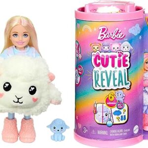 Barbie Cutie Reveal Chelsea Doll & Accessories, Lamb Plush Costume & 6 Surprises Including Color Change, Cozy Cute Tees Series