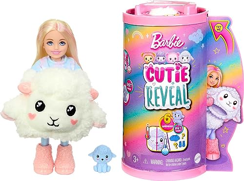 Barbie Cutie Reveal Chelsea Doll & Accessories, Lamb Plush Costume & 6 Surprises Including Color Change, Cozy Cute Tees Series