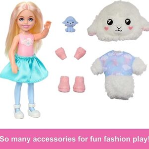 Barbie Cutie Reveal Chelsea Doll & Accessories, Lamb Plush Costume & 6 Surprises Including Color Change, Cozy Cute Tees Series