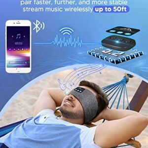 Sleep Headphones Elastic Sleeping Headband 10Hrs Bluetooth Music Eye Mask with Soft Cozy Earbuds Comfortable Earphones for Side Sleepers(Elastic One Size Fits Most)