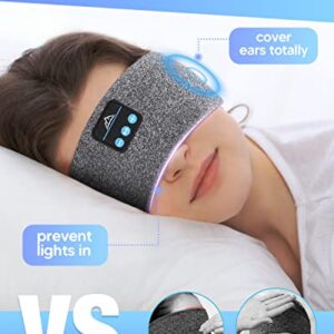 Sleep Headphones Elastic Sleeping Headband 10Hrs Bluetooth Music Eye Mask with Soft Cozy Earbuds Comfortable Earphones for Side Sleepers(Elastic One Size Fits Most)