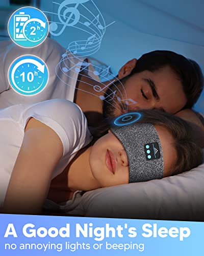 Sleep Headphones Elastic Sleeping Headband 10Hrs Bluetooth Music Eye Mask with Soft Cozy Earbuds Comfortable Earphones for Side Sleepers(Elastic One Size Fits Most)