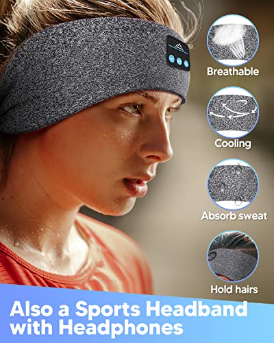 Sleep Headphones Elastic Sleeping Headband 10Hrs Bluetooth Music Eye Mask with Soft Cozy Earbuds Comfortable Earphones for Side Sleepers(Elastic One Size Fits Most)