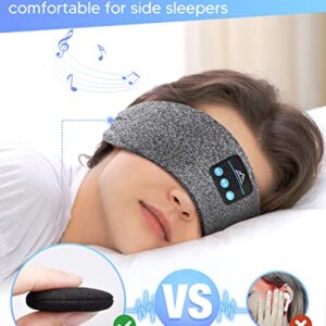 Sleep Headphones Elastic Sleeping Headband 10Hrs Bluetooth Music Eye Mask with Soft Cozy Earbuds Comfortable Earphones for Side Sleepers(Elastic One Size Fits Most)