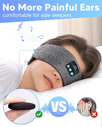 Sleep Headphones Elastic Sleeping Headband 10Hrs Bluetooth Music Eye Mask with Soft Cozy Earbuds Comfortable Earphones for Side Sleepers(Elastic One Size Fits Most)