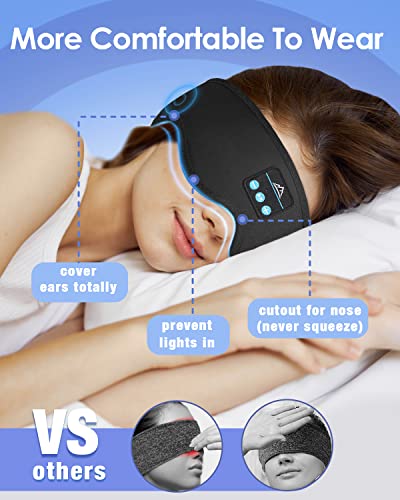 Sleep Headphones Bluetooth Headband Sleeping Headphones Headband 10Hrs Wireless Music Eye Mask with Comfortable Earbuds for Side Sleepers, Women Men Tech Gift for Birthday Christmas Stocking Stuffers