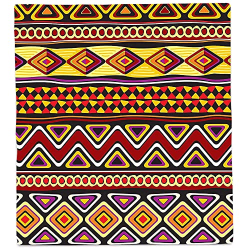 LIGUTARS Fleece Throw Blanket, African Decor Child Blankets for Girls, Geometric Ornate Forms and Antique Shapes, Keep Warm, 40 x 50inches, Suitable for Bed and Sofa, Multi