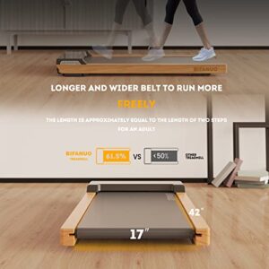 Bifanuo Under Desk Treadmill, Walking Pad 2.25HP, Wood Electric Light Weight Walking Treadmill, Desk Treadmill for Office Under Desk with Remote Control, Installation-Free(Light)