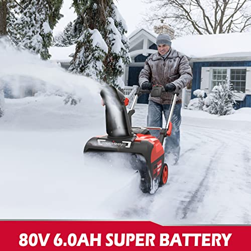 Snow Blower - 80V 6.0Ah Battery Powered Snow Blower, 21'' Electric Snow Thrower, Cordless Snow throwers