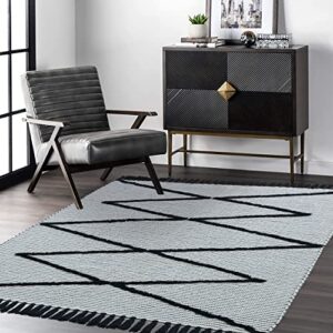 sisosu stripes cotton area rug - braided black carpets suitable for living room, bedroom, dining room, home décor - handcrafted traditional rugs - non-skid - 4’ x 6’ - white & black