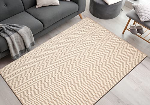 Jute Cotton Rug 60x84 inches (5x7 Feet) Farmhouse Style,Indoor Entryway Rug, for Room Doorway of Your Home, Hand Woven by Skilled Artisans__Natural Jute Cotton Rug