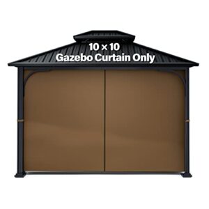 nitocoby gazebo universal replacement privacy curtain panel side wall fits 10'x10' and 10'x12' gazebos (brown, 10x10 feet)