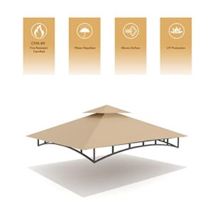 Nitocoby Grill Gazebo Shelter Replacement Canopy 5x8 Double Tiered BBQ Cover Roof ONLY FIT for Gazebo Model L-GG001PST-F (Khaki)