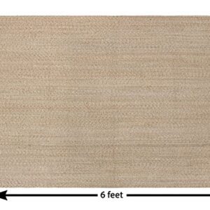 SISOSU Performance Braided Area Rug - Carpets for Living Room, Bedroom, Dining Room, Home Décor - Luxurious Handcrafted Traditional Rug - PET-Yarn - Modern Rugs- 4’ x 6’-Beige