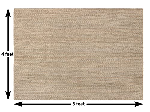 SISOSU Performance Braided Area Rug - Carpets for Living Room, Bedroom, Dining Room, Home Décor - Luxurious Handcrafted Traditional Rug - PET-Yarn - Modern Rugs- 4’ x 6’-Beige