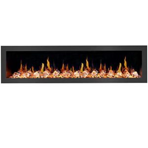 litedeer homes latitude ii 78" smart electric fireplace with app, crackling fire sounds, diamond-like crystal, black - zef78vc