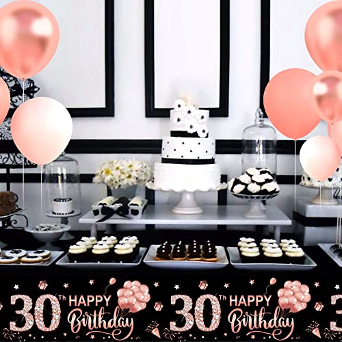 3 Pack 30th Birthday Tablecloth Decorations for Women, Rose Gold Happy Thirty Birthday Theme Table Cover Party Supplies, 30 Year Old Birthday Plastic Disposable Rectangular Table Cloth Decor