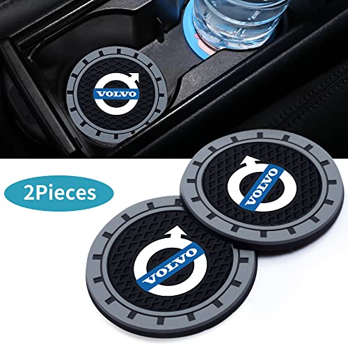 for Volvo Car Cup Holder Coaster,Cup Holder Insert Coaster for Volvo XC60 S40 S60 S90 XC40 XC70 XC90 V40 V60 V90 S80 S80L,Anti Slip Car Cup Coaster for Volvo Car Interior Accessories,Black