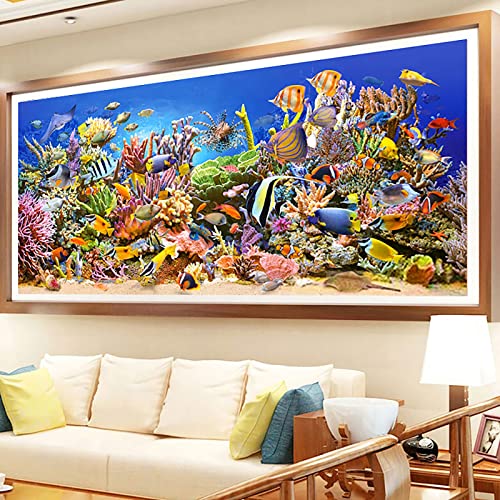 Instarry 5D DIY Diamond Painting Kits Full Drill Underwater World Coral Reef Crystal Cross Stitch Home Wall Decor 39.4x15.7 inch