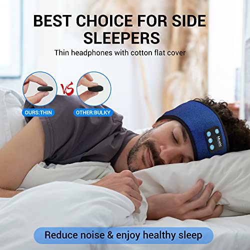 Bluetooth Headband,Headband Headphones Wireless Sleep Headphones with White Noise Mode and Ultra-Thin Speakers for Unisex Sleeping Running Workout Jogging Yoga Insomnia Air Travel (Blue)