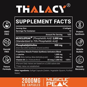 Thalacy 2000mg Liposomal Phosphatidic Acid Muscle Builder (PA), High Absorption Muscle Building Supplements for Men & Women | Muscle Gainer, mTOR Protein Synthesis & Lean Muscle, Strength, 10 Pack