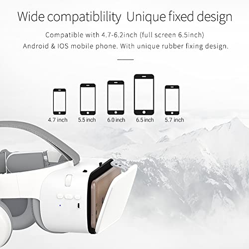 3D Virtual Reality VR Headset, VR Glasses Goggles with Bluetooth Headset, 3D Virtual Reality Glasses for iPhone/Samsung Movies and Games Compatible with iOS/Android.