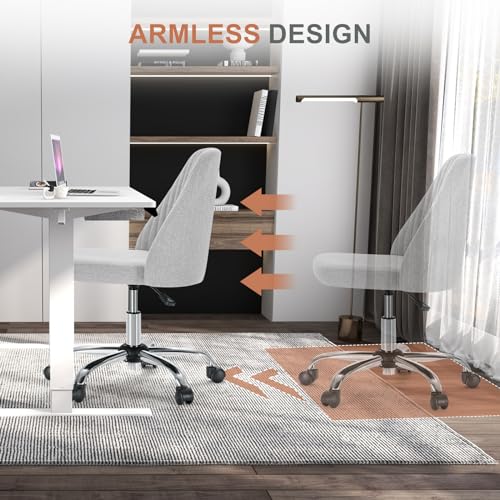 Office Chair Cute Desk Chair, Modern Fabric Home Office Desk Chairs with Wheels, Mid-Back Armless Vanity Swivel Task Chair for Small Space, Living Room, Make-up, Studying