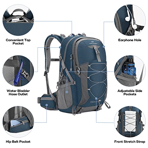 Maelstrom Hiking Backpack,Camping Backpack,50L Waterproof Hiking Daypack with Rain Cover,Lightweight Travel Backpack,Blue