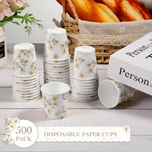 500 Pcs Tasting Paper Cups 2oz Disposable Mouthwash Cup Mini Beverage Drinking Cup Small Snack Cup for Kid Adult Home Bathroom Kitchen Picnic Travel Events Party Supplies Favors (Flower)