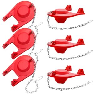 toilet flapper replacement kit universal toilet plug flapper with stainless chain compatible with american standard use for 2 inch flush valves, water saving (red, 6 pcs)