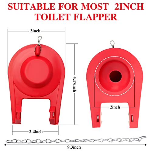 Toilet Flapper Replacement Kit Universal Toilet Plug Flapper with Stainless Chain Compatible with American Standard Use for 2 Inch Flush Valves, Water Saving (Red, 6 Pcs)