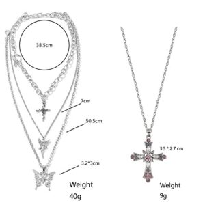 LIRUNQIN Y2k Accessories Cross Necklace Y2k Accessories Y2k Necklaces Y2k Jewelry Aesthetic Necklace Goth Grunge Necklaces