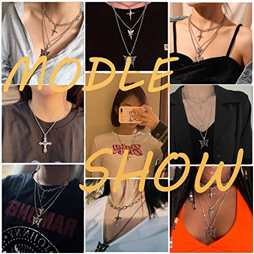 LIRUNQIN Y2k Accessories Cross Necklace Y2k Accessories Y2k Necklaces Y2k Jewelry Aesthetic Necklace Goth Grunge Necklaces