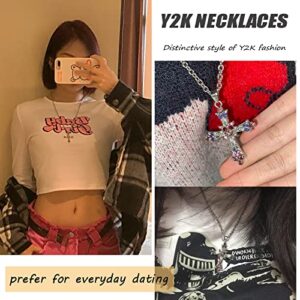 LIRUNQIN Y2k Accessories Cross Necklace Y2k Accessories Y2k Necklaces Y2k Jewelry Aesthetic Necklace Goth Grunge Necklaces