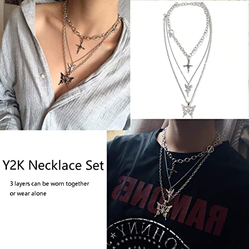 LIRUNQIN Y2k Accessories Cross Necklace Y2k Accessories Y2k Necklaces Y2k Jewelry Aesthetic Necklace Goth Grunge Necklaces