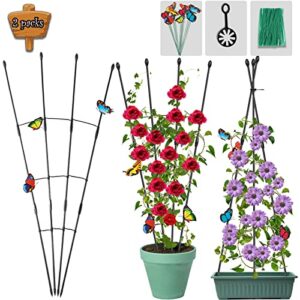 garden trellis for climbing plants outdoor & indoor, obelisk trellis and tomato cage 2 shapes rustproof plant support for indoor plants trellis for potted plants with 5pcs decorative butterfly (2pack)
