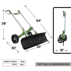 Easy Doze-It 30" SnoDozer Dynamix Grip | Commercial Shovel on Wheels | Snow Mover Scraper for Drive Walk Snow Removal | Made in USA by Vertex | Model EX988.30