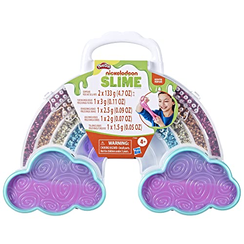 Play-Doh Nickelodeon Slime Brand Compound Rainbow Mixing Set, Pre Made with Add-in Charms, Kids Arts & Crafts Kit, Preschool Sensory Toys, Ages 4+