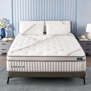 lechepussleep king mattress, 14" hybrid memory foam mattresses with pocket springs,mattress in box,plush mattress for cool sleep & back pain relief,certipur-us foam,10-years support (lc-1903-3350)