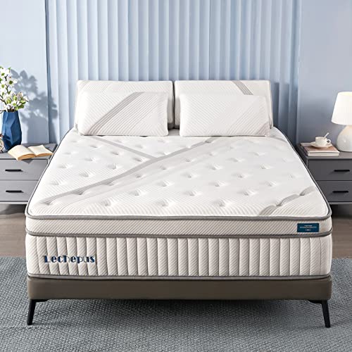 Lechepussleep King Mattress, 14" Hybrid Memory Foam Mattresses with Pocket Springs,Mattress in Box,Plush Mattress for Cool Sleep & Back Pain Relief,CertiPUR-US Foam,10-Years Support (Lc-1903-3350)