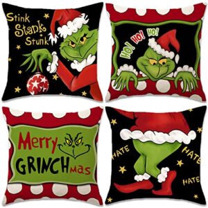 newspied christmas pillow covers 18x18 set of 4 for christmas decorations christmas pillows winter holiday decor farmhouse throw pillow covers for porch home couch bed