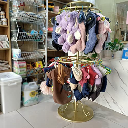 AMSXNOO Rotatable Round Clothes Rack 2-tier Kids Clothing Rack for Boutiques, Floor-Standing Circular Children Garment Rack Stand, Retail Display Costume Coat or Underwear Rack