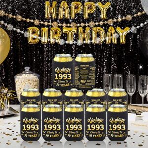 BdayPtion 30th Birthday Decorations for Men Women, 30th Party Decorations, 30 Year Old Bday Party Supplies, Thirty Birthday Present, Black and Gold Pack of 12 Can Cooler Sleeves